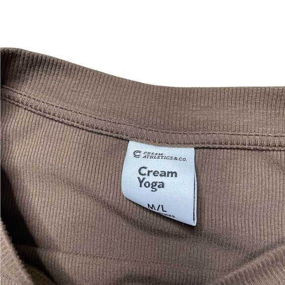 CREAM YOGA Alexa Oversized  Long Sleeve Crop Top M/L Brown - Picture 8 of 8